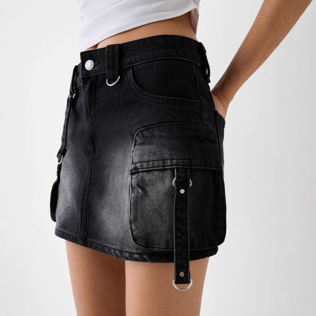 Damen modischer Cargo Minirock mit seitlichen Taschen Sovae