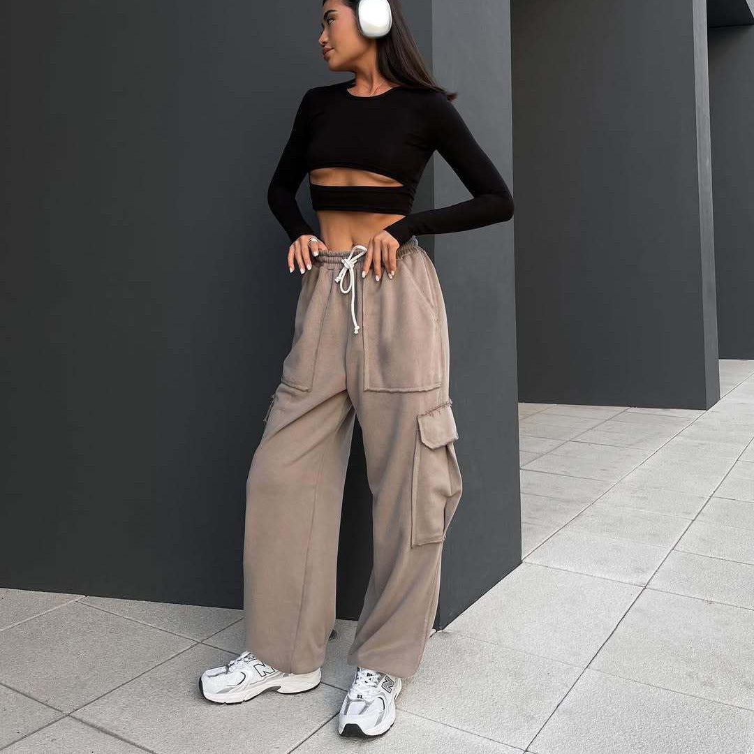 Damen Cargo-Hose mit weitem Schnitt und elastischem Bund Sovae