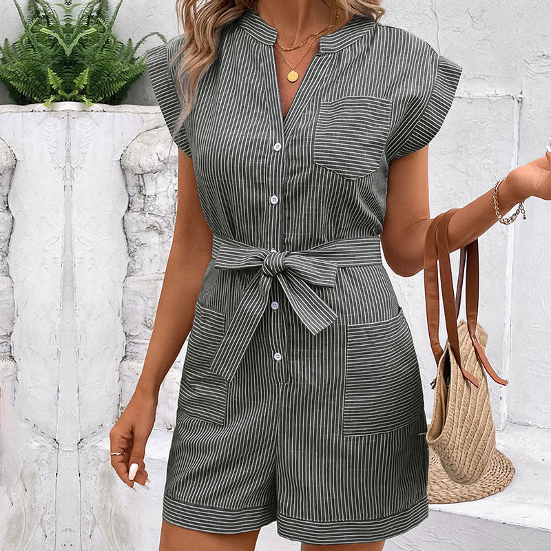 Damen Kurzoverall mit modischen Streifen Sovae