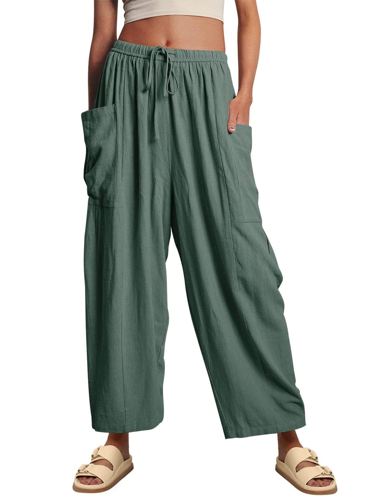 Damen weite Leinenhose Sovae