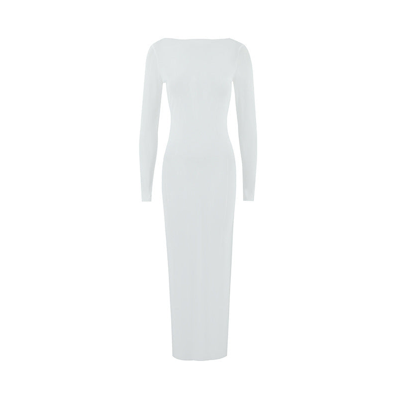 Damen Elegantes Maxikleid mit langem Arm und schlichtem Design Sovae