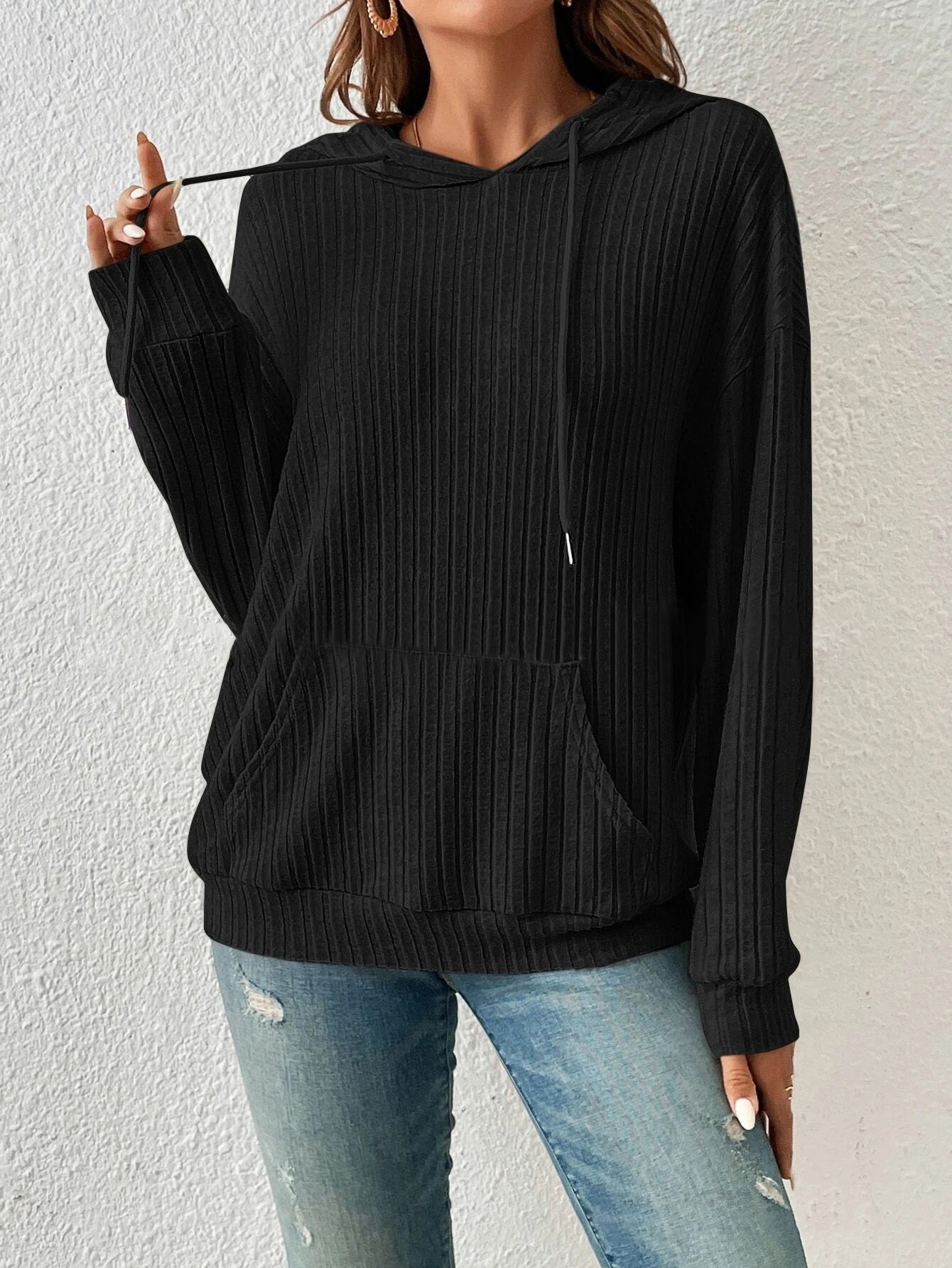 Damen Langärmliger Kapuzenpullover Sovae