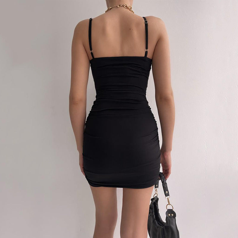 Damen Figurbetontes Minikleid mit Wickeldesign und Auschnitt Sovae