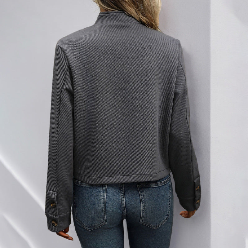 Damen stylische Jacke mit Knopfdetails und modernem Schildkragen Sovae