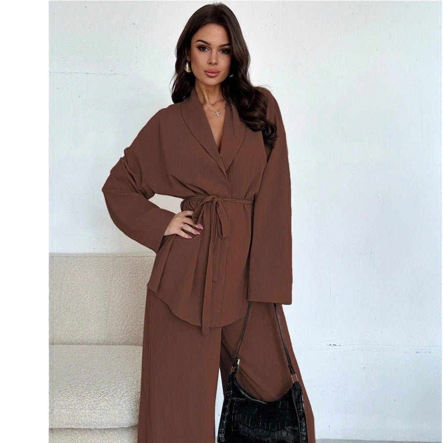 Damen Eleganter Oversized Jumpsuit mit Taillengürtel und breitem Bein Sovae