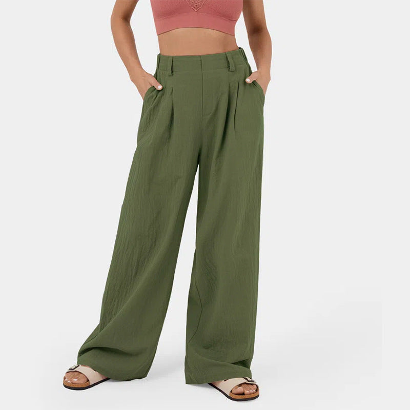 Damen Weite Hosen mit hohem Bund und eleganten Falten Sovae