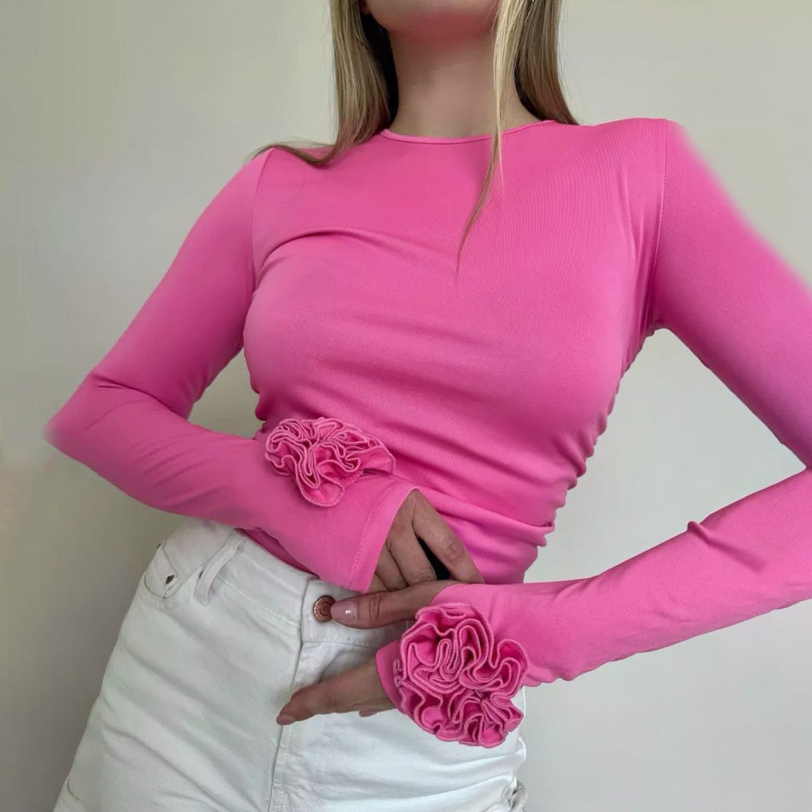 Damen Langarmshirt mit verspielten Rüschendetails Sovae