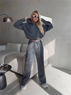 Damen modisches und lässiges Hoodie-Set mit lockerer Passform Sovae