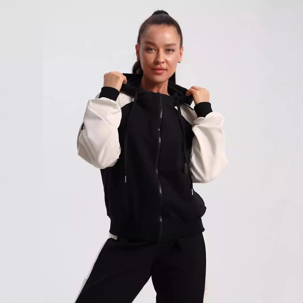 Damen sportlicher Fleece-Jogginganzug mit modischem Reißverschluss Sovae