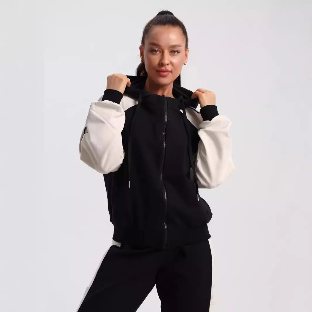 Damen sportlicher Fleece-Jogginganzug mit modischem Reißverschluss Sovae