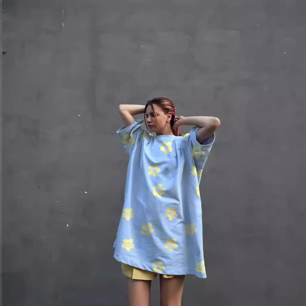 Damen Lässiges Blusenkleid mit floralem Muster Sovae