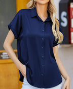 Damen luftig leicht glänzende Satinbluse Sovae