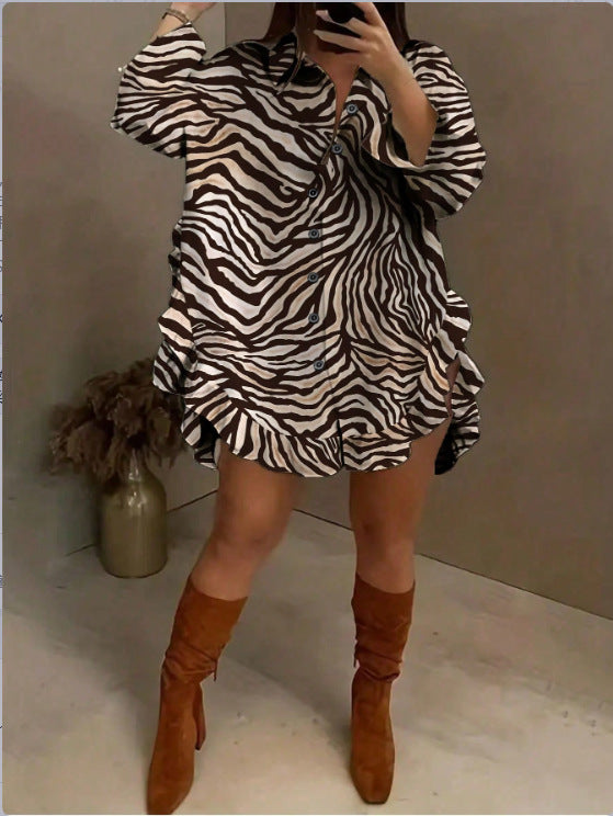 Damen Shirtkleid mit rüschen Detail Sovae