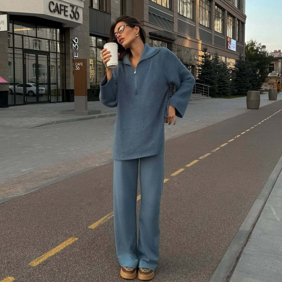 Damen Oversized Strickpullover mit modischem Kragen Sovae