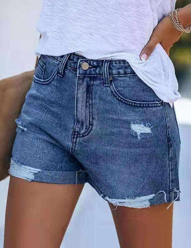Damen High-Waist Denim-Shorts Sovae