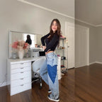 Damen Weit geschnittene Jeans mit einzigartigem Farbkontrast Sovae