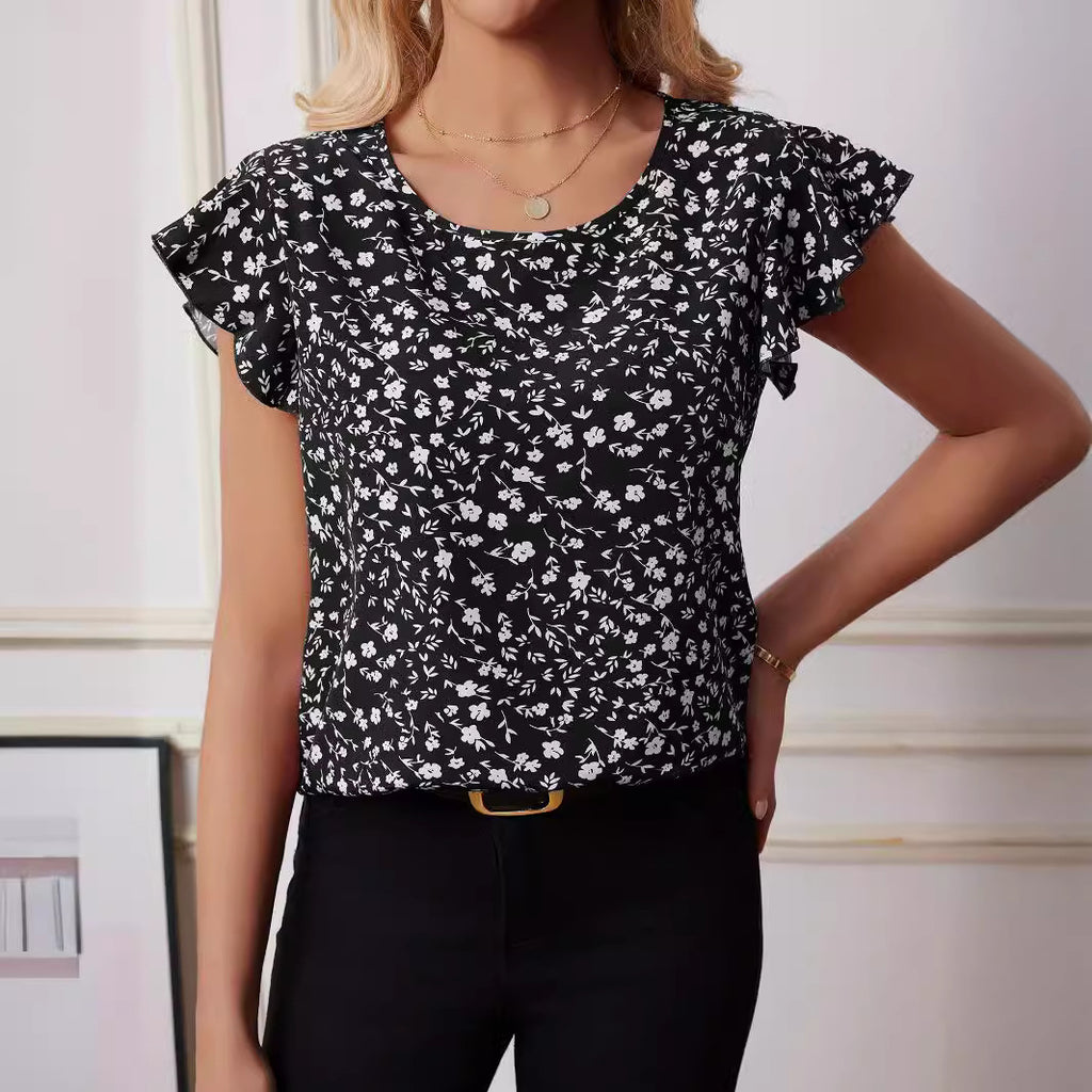 Damen Bluse mit floralem Druck und fließendem Schnitt Sovae