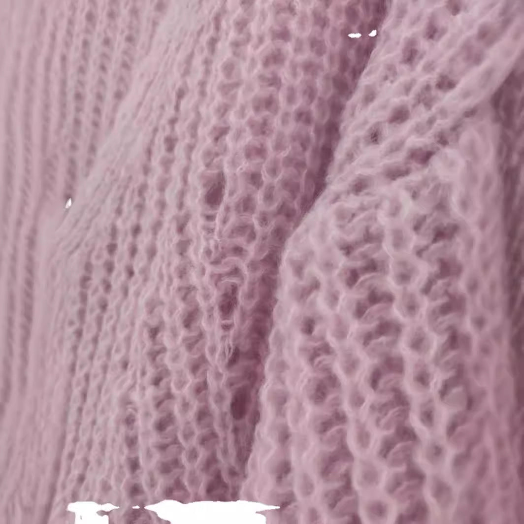 Damen Strickjacke mit V-Ausschnitt und großen Knöpfen Sovae