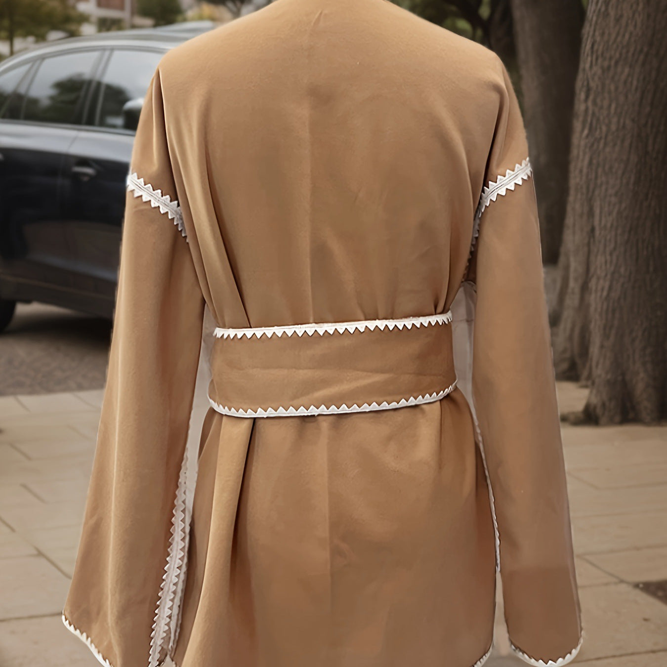 Damen modische Wickeljacke mit kreativen Nähten Sovae