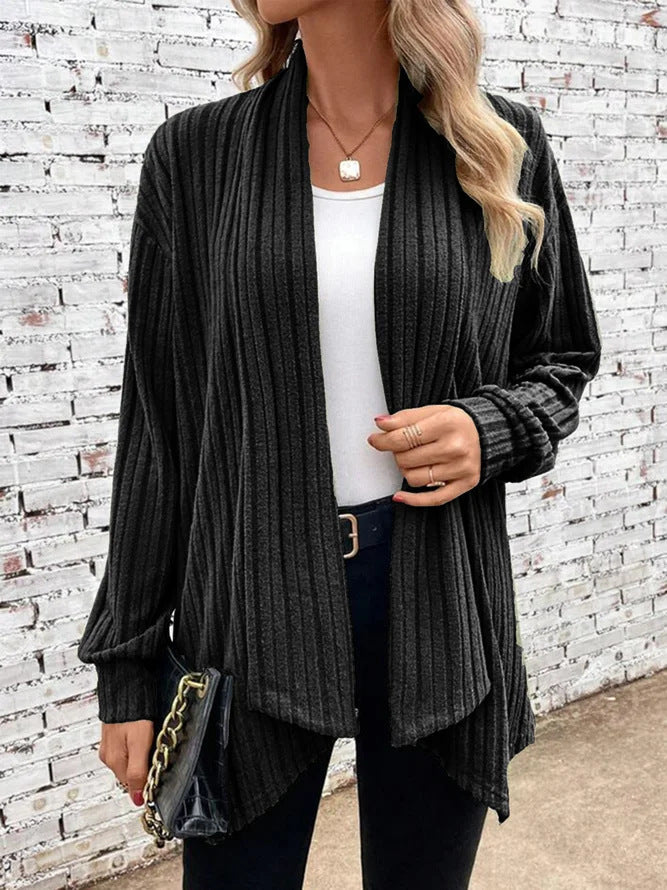 Damen offener Strickcardigan mit vertikalen Streifen Sovae