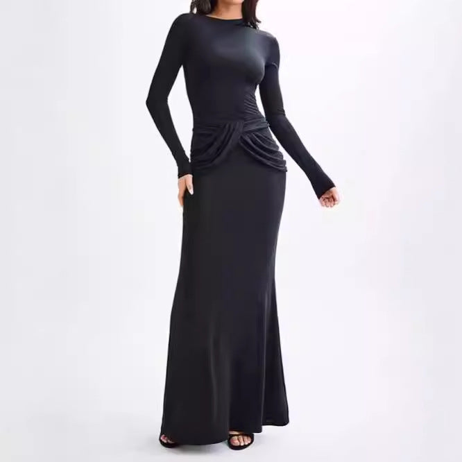 Damen Elegantes Maxikleid mit dekorativer Drapierung Sovae