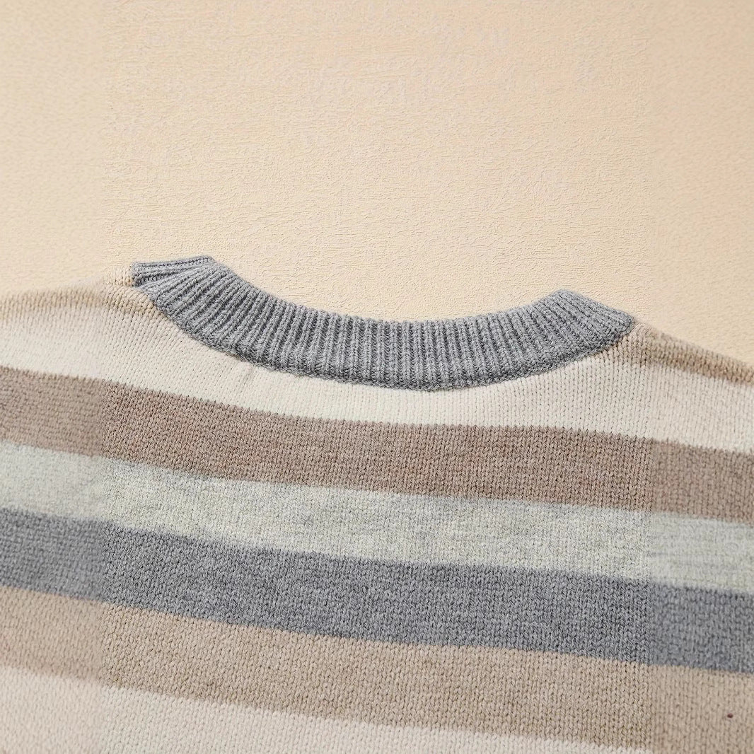 Damen modischer Strickpullover mit trendigen Streifen und lässigem Schnitt Sovae