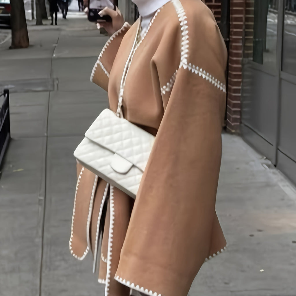 Damen modische Wickeljacke mit kreativen Nähten Sovae