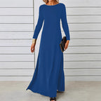 Damen elegantes Maxikleid mit langen Ärmeln und fließendem Schnitt Sovae