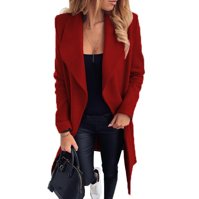 Damen eleganter Öffentlicher Mantel mit asymmetrischem Schnitt und weichem Stoff Sovae