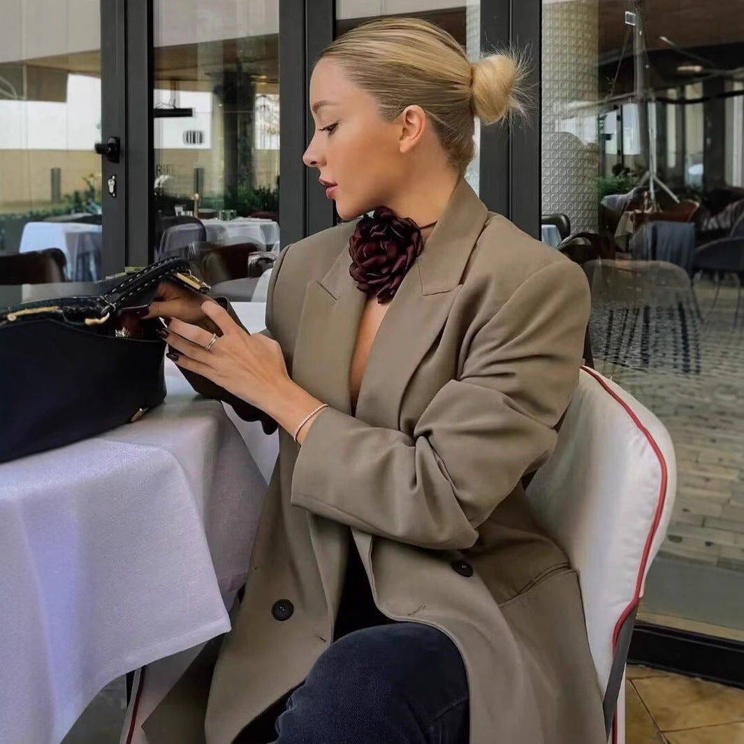 Damen elegante Doppelreiher-Blazerjacke mit stilvollem Schnitt Sovae