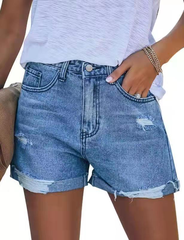 Damen High-Waist Denim-Shorts Sovae