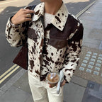 Damen oversized Denim-Jacke mit tierischem Muster Sovae