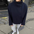 Damen modische Übergangsjacke mit elegantem Kragen und praktischen Knopfdetails Sovae