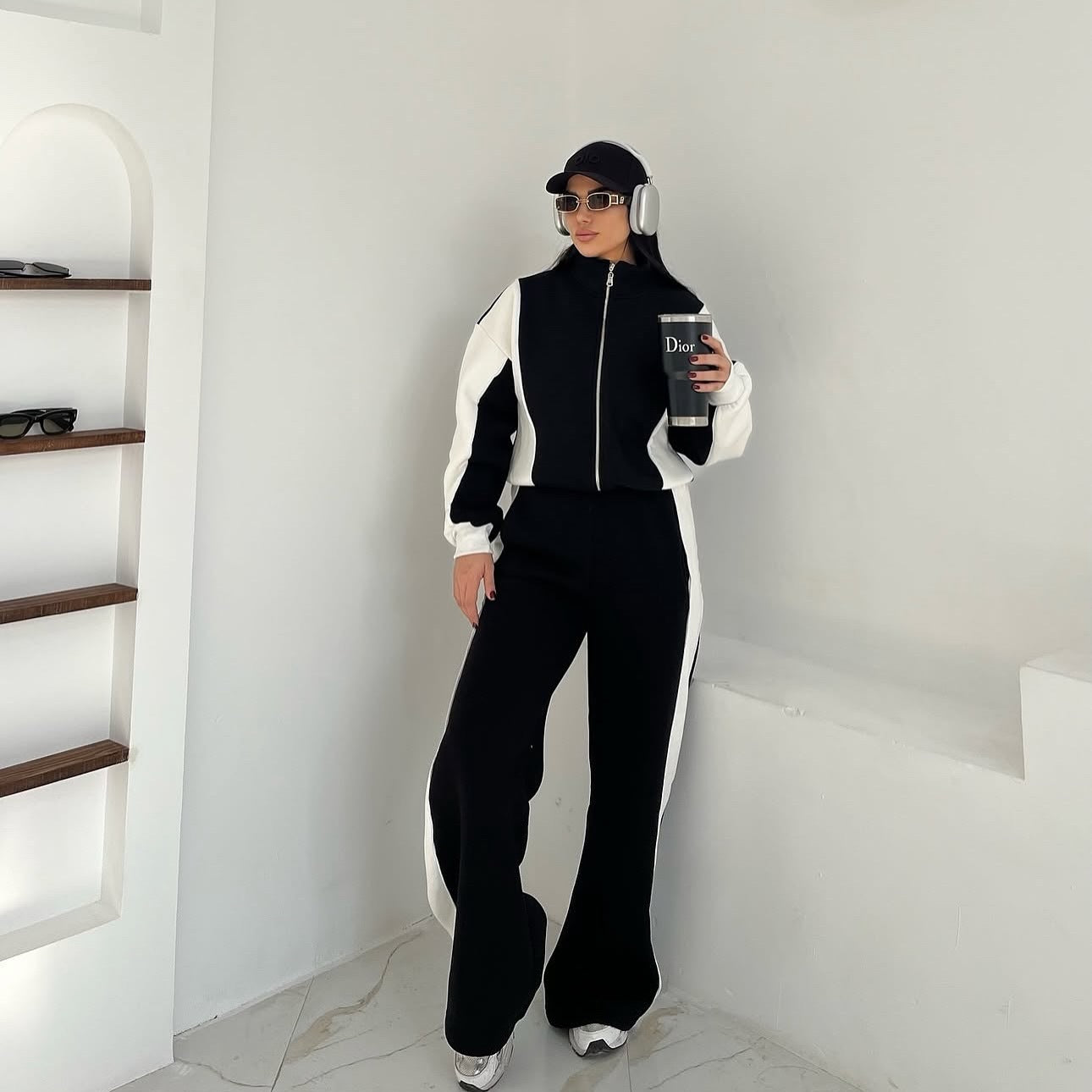Damen Sportlicher Fleece Loungewear-Anzug mit Rückenteil Sovae