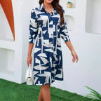 Damen Hemdkleid mit grafischem Muster Sovae