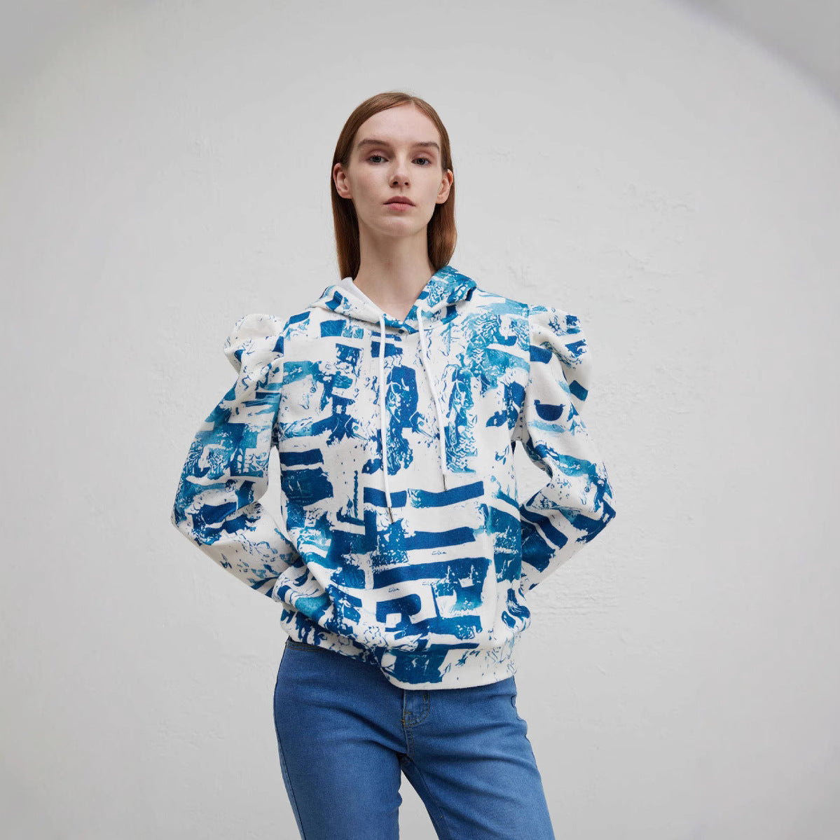 Damen lässiger Hoodie mit Puffärmeln Sovae