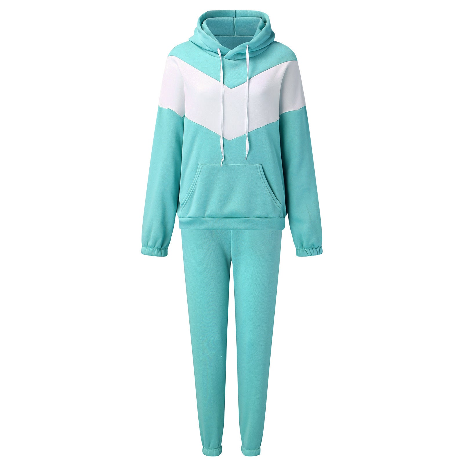 Damen Sportliches Fleece-Lounge-Set mit modernem Farbblockdesign Sovae
