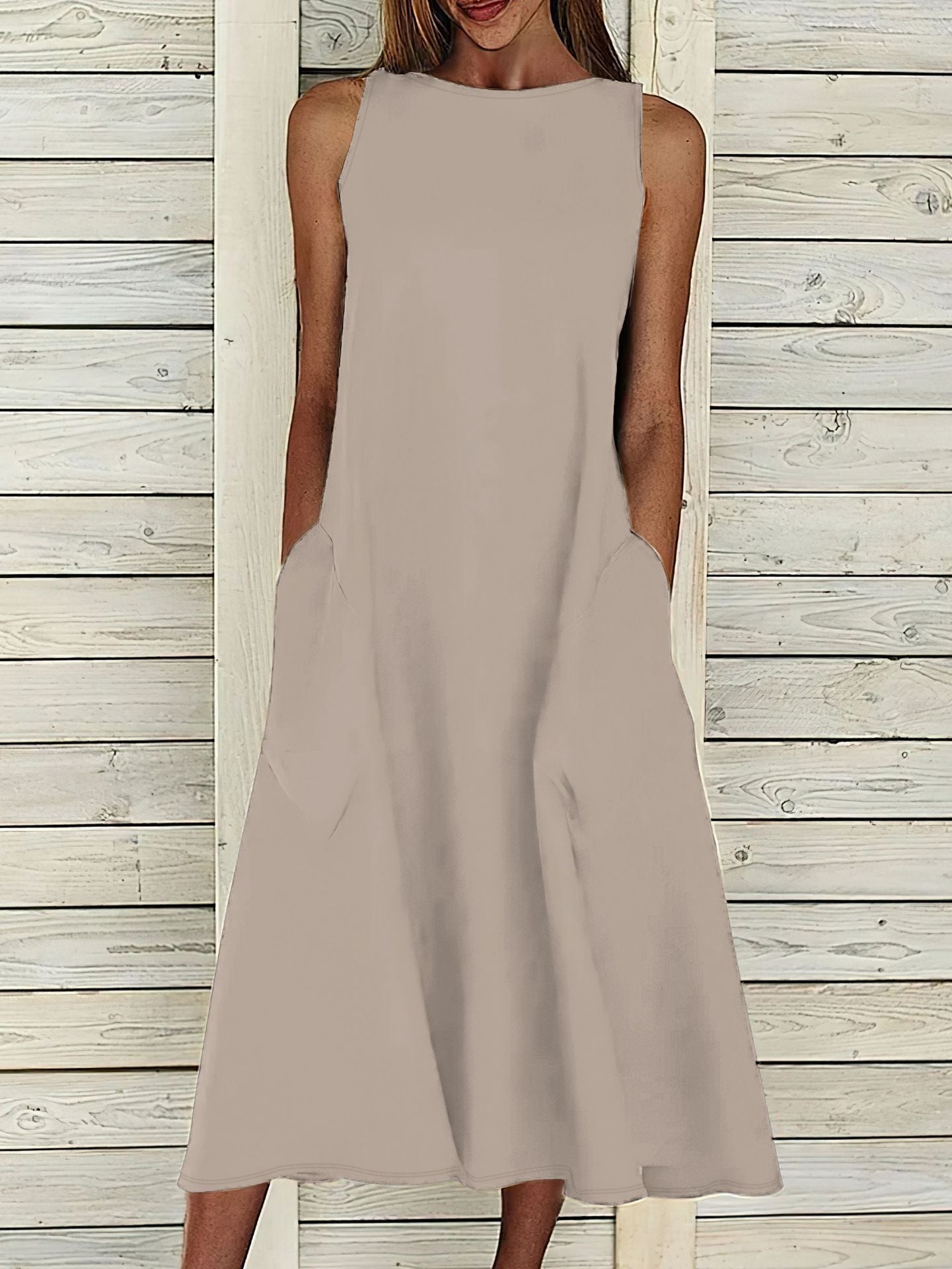 Damen lässiges Maxikleid mit großzügigen Taschen und elegantem Schnitt Sovae