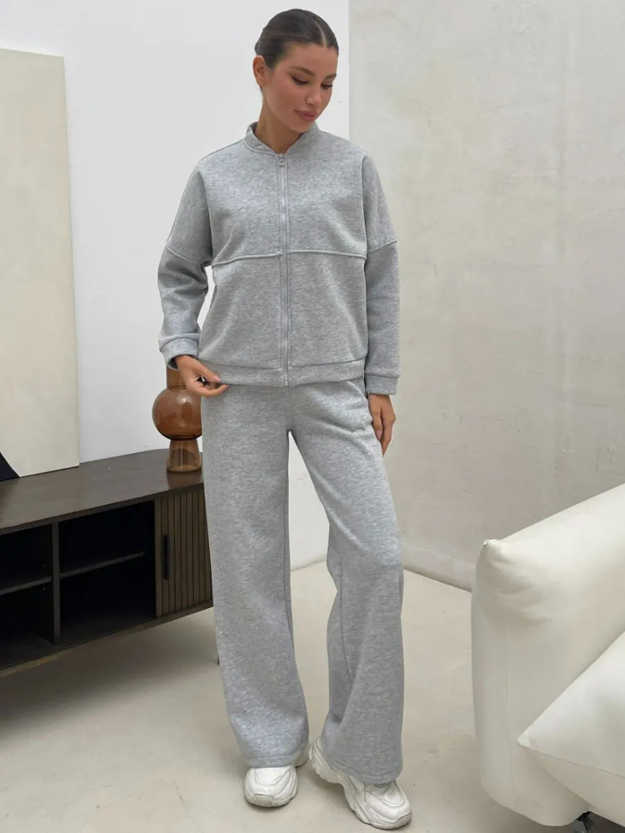 Damen Sportliches Fleece-Set mit durchgehendem Reißverschluss Sovae