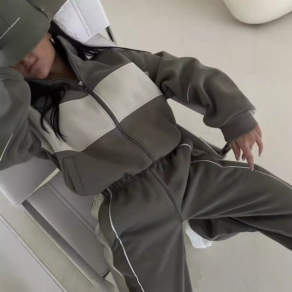 Damen sportliches Freizeit-Loungewear-Set mit Reißverschluss Sovae