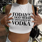 Damen Sportliches Crop-Top mit witzigem Statement Sovae