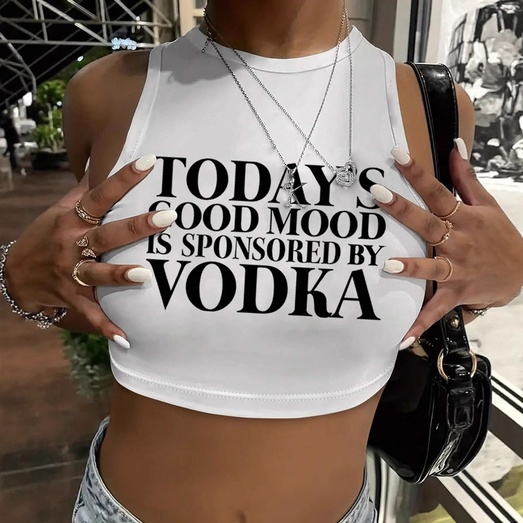 Damen Sportliches Crop-Top mit witzigem Statement Sovae