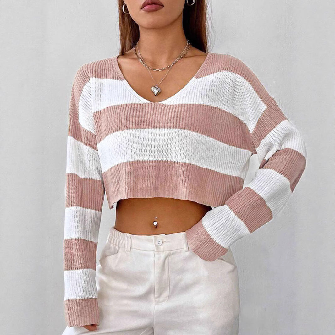 Damen Gemusterter Crop-Pullover Sovae