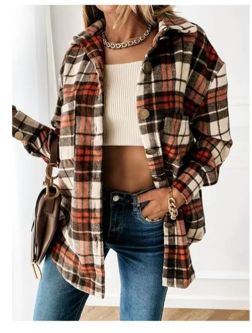Damen Karierte Overshirt Sovae