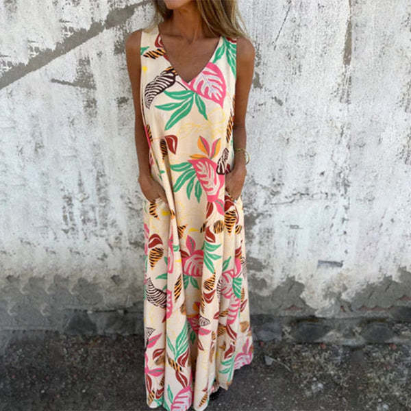 Damen Maxikleid mit Tropenprint Sovae