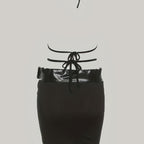 Damen Mini-Kleid mit tiefem V-Ausschnitt und raffinierten Schnürdetails Sovae