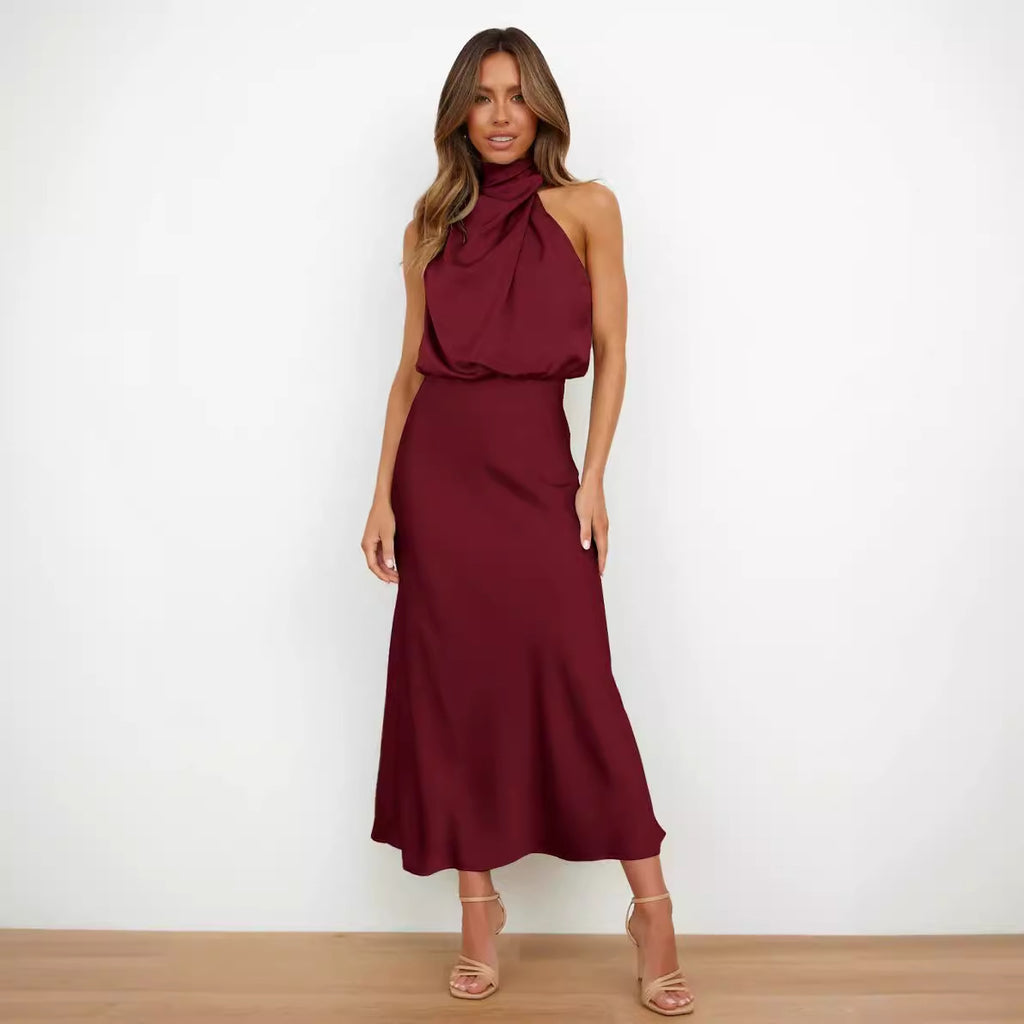 Damen Elegantes Neckholder Maxikleid mit fließendem Schnitt Sovae