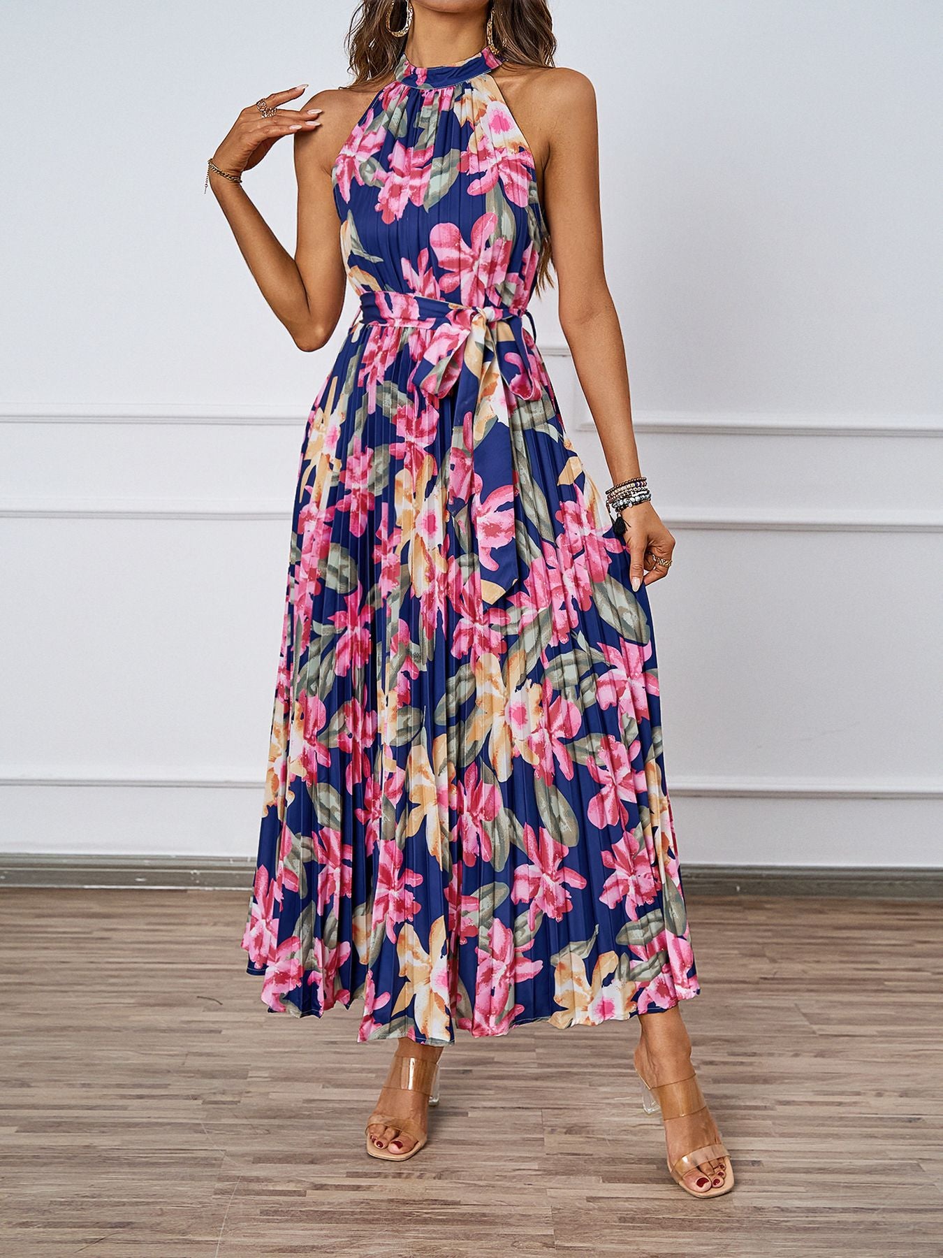 Damen elegantes Maxikleid mit floralem Design und harmonischem Schnitt Sovae