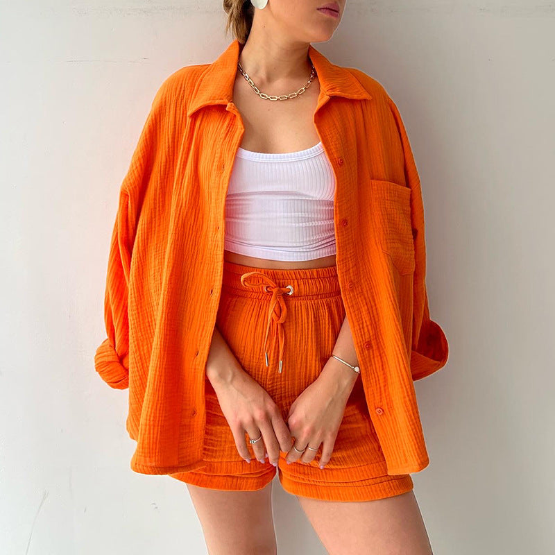 Damen lässiges Oversize-Hemd mit kurzem Schnitt und praktischen Taschen Sovae