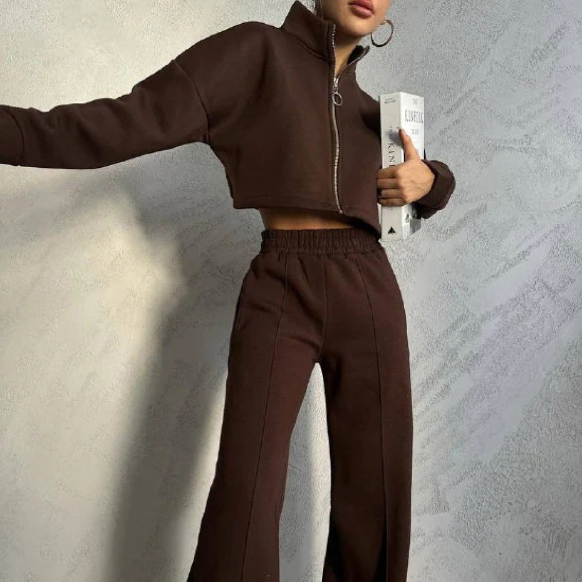 Damen Sportliches Loungewear-Set mit hohem Kragen Sovae
